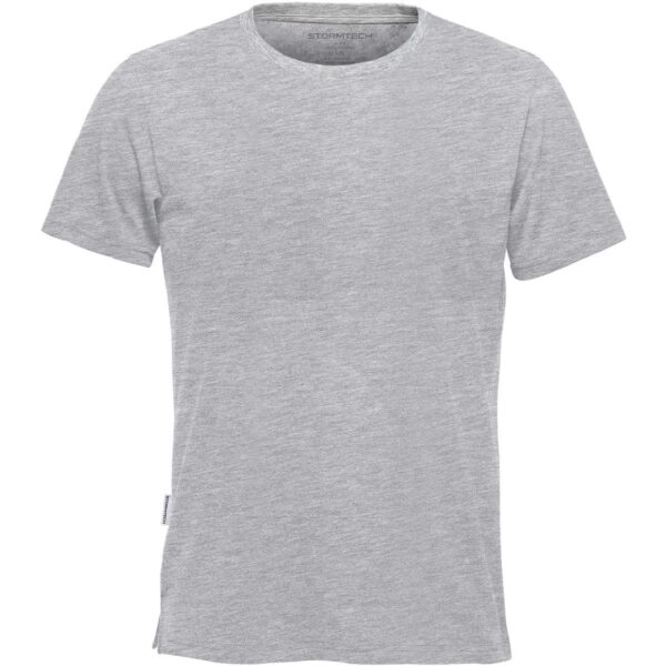 Gray short-sleeve T-shirt on a white background.