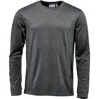 Gray long-sleeve crew neck shirt, displayed on a plain white background.