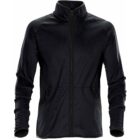 Black zip-up jacket with long sleeves and a high collar.