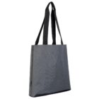 Gray tote bag with black straps, standing upright.