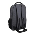Gray backpack with padded straps and mesh side pockets, shown from the back view.