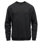 Dark gray crewneck sweatshirt, long sleeves, plain design, no logo.