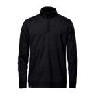 Black quarter-zip pullover with long sleeves and a high collar.