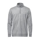 Gray pullover sweatshirt with a quarter-zip collar, long sleeves, and a smooth texture.