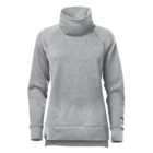 Gray turtleneck sweatshirt with long sleeves and a relaxed fit.