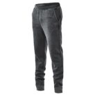 Dark gray plush sweatpants with pockets, shown on a white background.