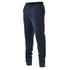Dark blue fleece joggers with an elastic waistband and side pockets.