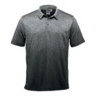 Gray short-sleeve polo shirt with collar and buttons, shown on a white background.