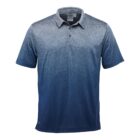 Blue gradient polo shirt with short sleeves and a collar.