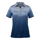 Blue gradient short-sleeve polo shirt with a five-button collar.
