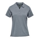 Gray short-sleeve polo shirt with a collar and buttoned neckline.