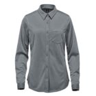 Grey long-sleeve button-up shirt with a chest pocket.