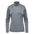 Gray quarter-zip long-sleeve athletic shirt on a white background.