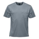 Gray T-shirt with a left chest pocket, front view.