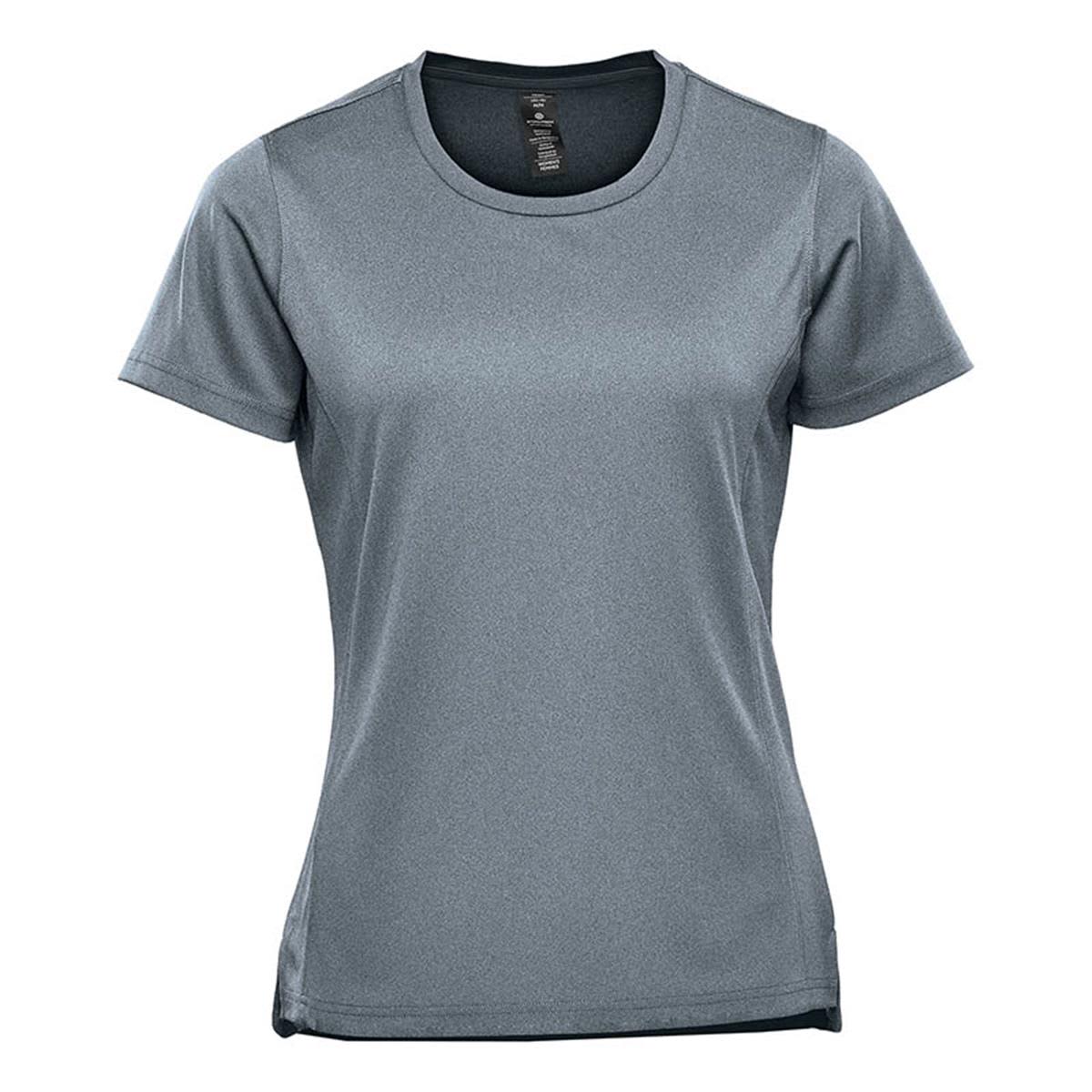 Gray athletic t-shirt displayed on a white background.