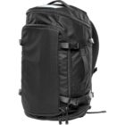 Black tactical backpack with side straps, multiple compartments, and top handle.