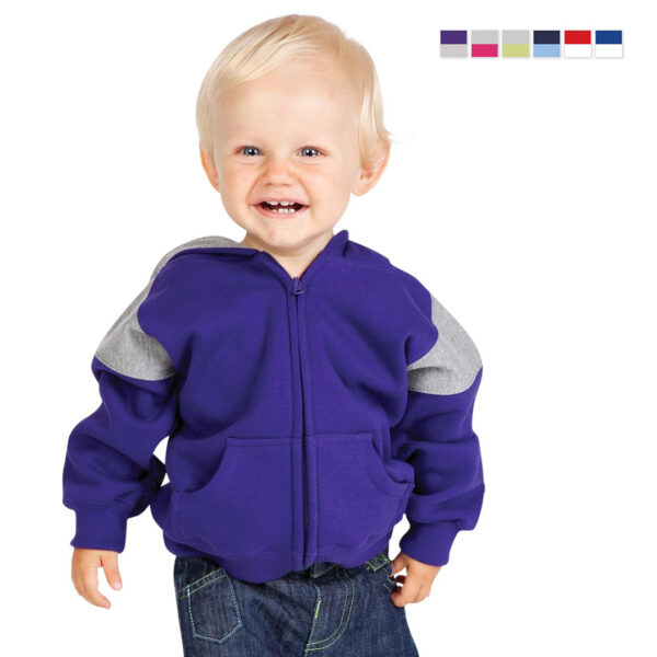 Kids Zip Hoodies w Contrast Panel