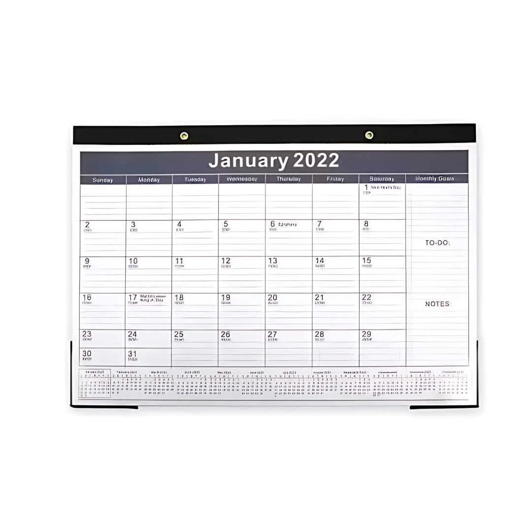 Basic Monthly Wall Planner for Jan 2022 with notes on the right.