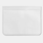A plain, transparent plastic ziplock bag against a white background. The bag is sealed, with no visible contents inside. It has rounded corners at the bottom and a straight, flat top.