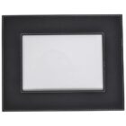 A black rectangular photo frame with visible white stitching around the edges. The center is a blank, white space intended for a photograph. The frame has a simple, modern design.