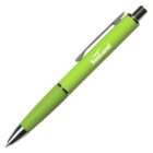 A lime green ballpoint pen with a textured grip and a silver clip. The pen is labeled with the text SeaLand in white.