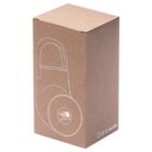 A brown cardboard packaging box featuring a white line drawing of a lock and The North Face logo. The box displays various certification symbols at the bottom, such as CE and RoHS.