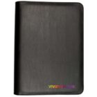 A black folder with a smooth, leather-like texture. The folder has rounded corners and a multicolored logo VIVID COLOUR at the bottom.