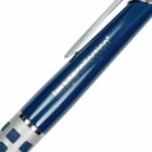 Blue pen with a silver clip and a grid pattern near the tip. The pen has imagecollection etched in silver on the side.