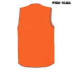 Bright orange safety vest shown from the back, featuring gray trim along the edges. The vest is sleeveless and designed for high visibility. The brand logo WORK-GUARD is displayed in the top right corner.