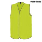 A sleeveless, bright yellow safety vest with grey edging, displayed against a white background. The brand name WORK-GUARD is visible in the top right corner.