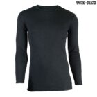 Black long-sleeve thermal shirt with a crew neck, displayed against a white background. WORK-GUARD branding is visible in the top right corner.