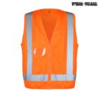 Orange high-visibility safety vest with reflective silver strips. The vest has a zip closure and a small pocket on the left chest. Logo text WORK-GUARD is visible at the top right corner.