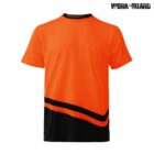 Orange and black short-sleeve t-shirt with a diagonal stripe design. WORKGUARD logo is displayed at the top right corner.