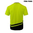 Bright yellow and black short-sleeved shirt viewed from the back. The shirt features a distinctive black section at the bottom with a diagonal yellow stripe, and the WORK GUARD logo is visible in the top right corner.