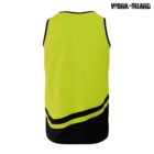 A sleeveless neon yellow vest with black trim around the edges. The back features a curved black stripe near the bottom. The logo WORK-GUARD is visible in the top right corner.