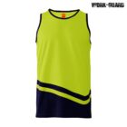 Bright yellow sleeveless shirt with black trim, featuring an abstract black wave design on the bottom half. The WORK GUARD logo is in the upper right corner.