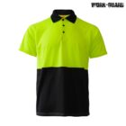 Bright yellow and black short-sleeve polo shirt with a black collar. The upper half is yellow, and the lower half is black. The WORK-GUARD logo is visible in the top right corner.
