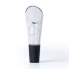 A clear wine aerator with a sleek, transparent design and a black rubber base, set against a plain white background.
