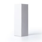 A tall, rectangular white block standing upright against a plain white background. The block has a smooth surface and sharp edges, creating a clean and minimalist appearance.