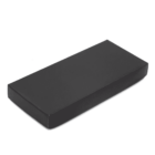 A rectangular, dark gray box with a smooth surface, placed on a white background, viewed from a slight angle.