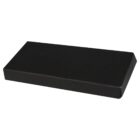 A sleek, black rectangular box with a smooth surface, viewed at an angle against a plain white background. The box appears closed, with sharp edges and a minimalist design.