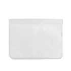 A transparent plastic pouch with a white zipper closure. The pouch is rectangular with rounded bottom corners, set against a plain white background.