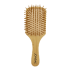 Wooden paddle hairbrush with bristles, featuring a light wood handle imprinted with the LOréal logo. The brush has a rectangular shape, suitable for detangling hair. The design is simple and natural.