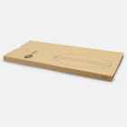 A flat, rectangular packaging box made of cardboard, lying against a plain background. The box features a minimalist outline of a surfboard design and a logo in the corner.