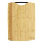 A rectangular bamboo cutting board with a black handle at the top. The surface has a natural wood grain pattern, and the Uber Eats logo is subtly etched in the bottom right corner.