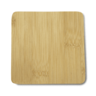 A square bamboo coaster with rounded corners on a white background. The surface shows natural bamboo grain patterns.