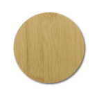 A round bamboo coaster with a smooth, light brown surface featuring subtle vertical wood grain patterns.