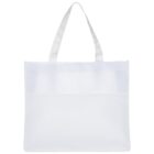 White mesh tote bag with two shoulder straps. The top half features a mesh pattern, while the bottom half is solid fabric. The bag is shown on a plain, white background.