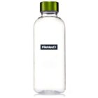 A transparent water bottle with a green cap and the label FileNext in black on the front. The bottle is standing upright against a white background.