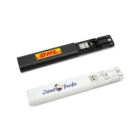 Two USB charging cable sets, one black with DHL logo, one white with Island Pacific logo.